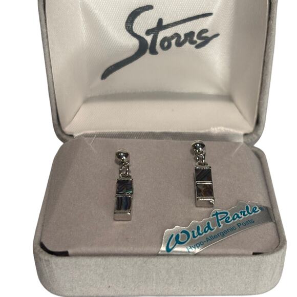 Storrs Wild Pearle Silver & Abalone Shell Earrings from Canada, EUC - Picture 2 of 3